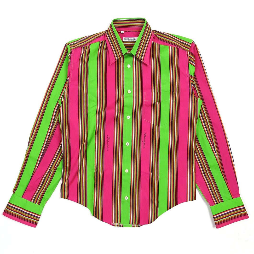 Dolce & Gabbana Green/Pink Striped Shirt Size 39 (48)