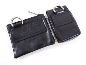 Dolce Gabbana Black Initial Zippered Leather Pouches