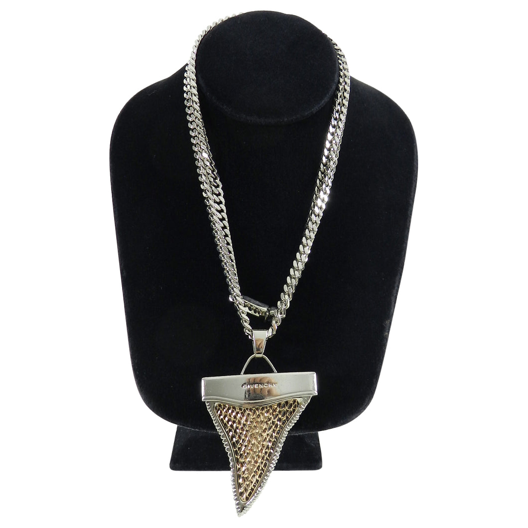 Givenchy Large Silver and Brass Shark Tooth Necklace