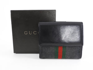 Gucci Denim Bifold Wallet with Web Stripe Detail