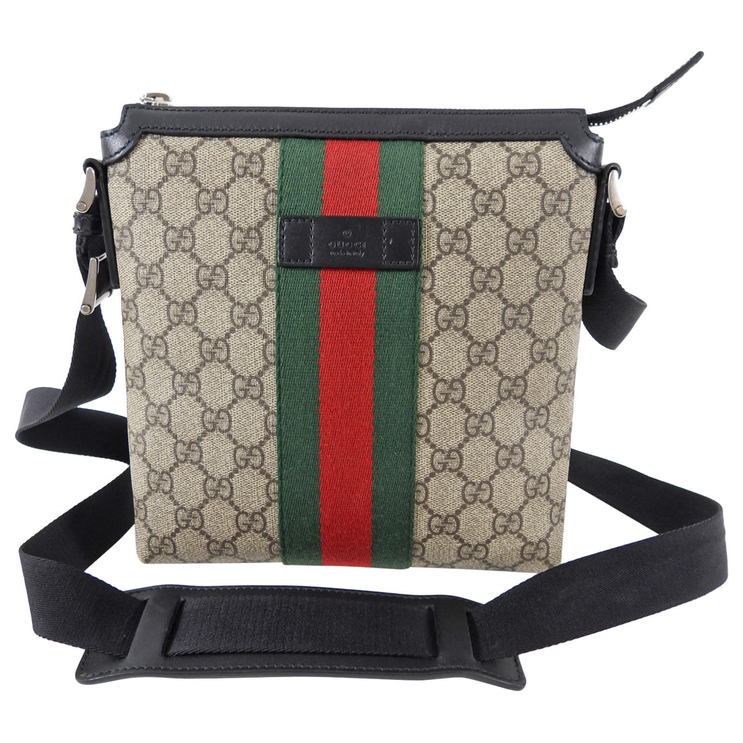 Gucci Monogram Supreme Web Stripe Small Messenger Bag