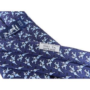 Hermes Blue Silk Jockey on Horse Tie - 5321 TA