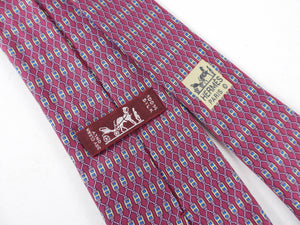 Hermes Vintage Magenta Pattern Silk Tie