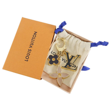 Load image into Gallery viewer, Louis Vuitton Gold Enamel Logo Keychain
