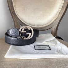 Load image into Gallery viewer, Gucci Black Signature Monogram GG Buckle Guccissima Leather Belt - 100 , 105, 115
