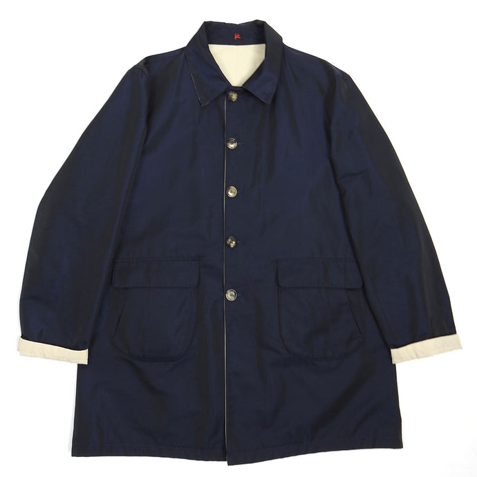 Isaia Navy/Beige Reversible Overcoat Size 54 R