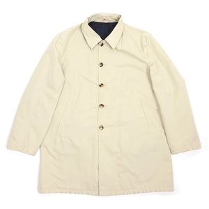 Isaia Navy/Beige Reversible Overcoat Size 54 R