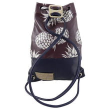 Load image into Gallery viewer, Valentino 2016 Burgundy and Navy Pineapple Ananas Drawstring Bag
