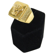 Load image into Gallery viewer, Versace Gold Medusa Head Signet Ring in Box
