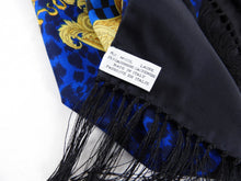 Load image into Gallery viewer, Gianni Versace Vintage Blue and Yellow Barocco Medusa Scarf
